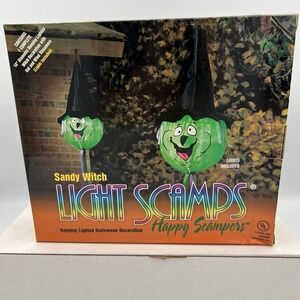 Light Scamps Outdoor Halloween Sandy Witch Hanging Lights Vintage New‎ In Box